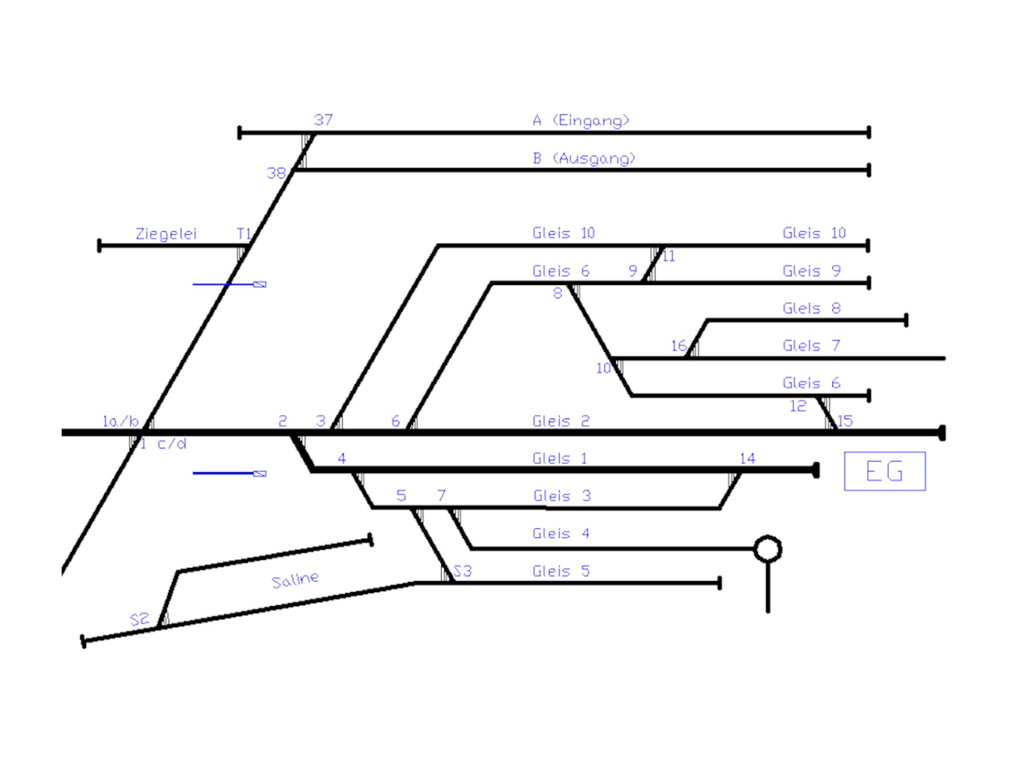 Der Gleisplan des Bahnhofs Sch�ningen-S�d